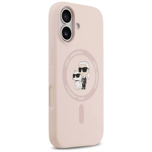 Karl Lagerfeld Liquid Silicone Karl and Choupette MagSafe tok, iPhone 17 - rózsaszín