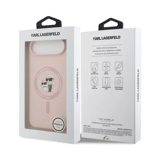 Karl Lagerfeld Liquid Silicone Karl and Choupette MagSafe tok, iPhone Air - rózsaszín