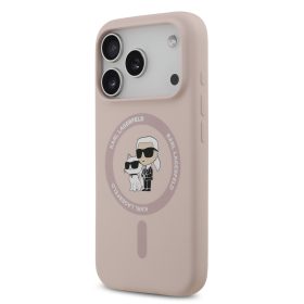   Karl Lagerfeld Liquid Silicone Karl and Choupette MagSafe tok, iPhone 17 Pro - rózsaszín