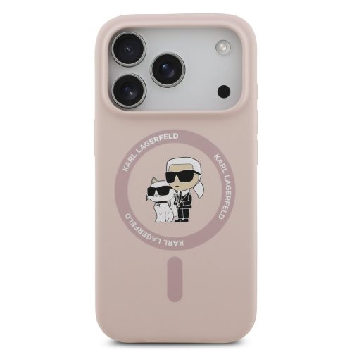 Karl Lagerfeld Liquid Silicone Karl and Choupette MagSafe tok, iPhone 17 Pro - rózsaszín