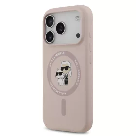   Karl Lagerfeld Liquid Silicone Karl and Choupette MagSafe tok, iPhone 17 Pro Max - rózsaszín