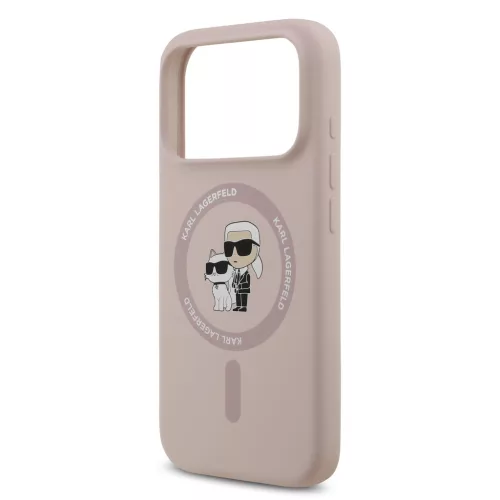Karl Lagerfeld Liquid Silicone Karl and Choupette MagSafe tok, iPhone 17 Pro Max - rózsaszín