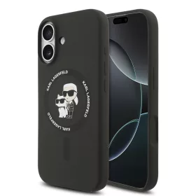   Karl Lagerfeld Liquid Silicone Karl and Choupette MagSafe tok, iPhone 17 - fekete