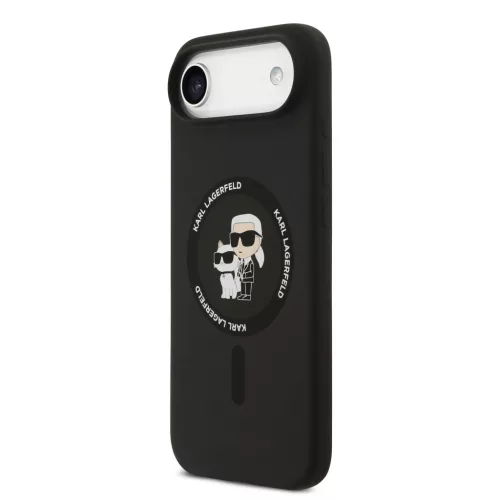 Karl Lagerfeld Liquid Silicone Karl and Choupette MagSafe tok, iPhone Air - fekete