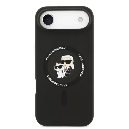 Karl Lagerfeld Liquid Silicone Karl and Choupette MagSafe tok, iPhone Air - fekete