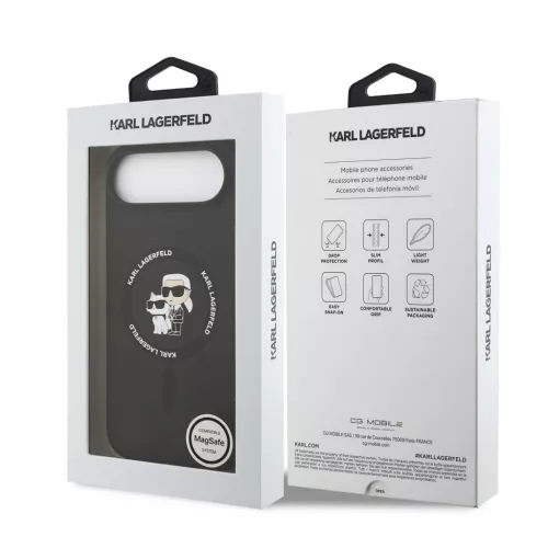 Karl Lagerfeld Liquid Silicone Karl and Choupette MagSafe tok, iPhone Air - fekete