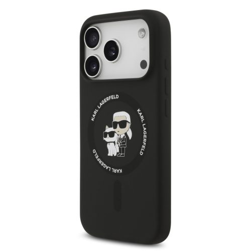 Karl Lagerfeld Liquid Silicone Karl and Choupette MagSafe tok, iPhone 17 Pro - fekete