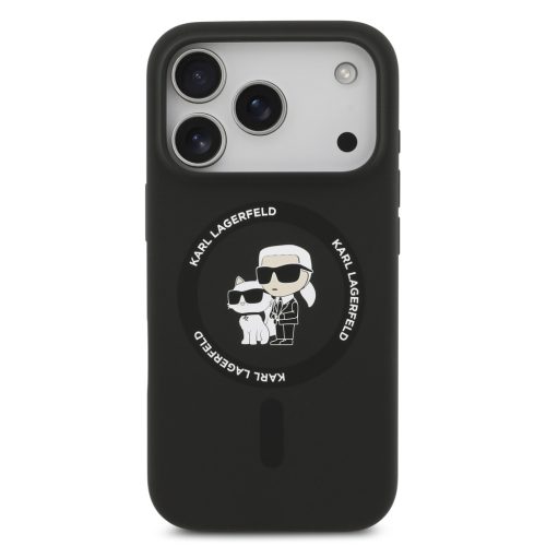 Karl Lagerfeld Liquid Silicone Karl and Choupette MagSafe tok, iPhone 17 Pro - fekete