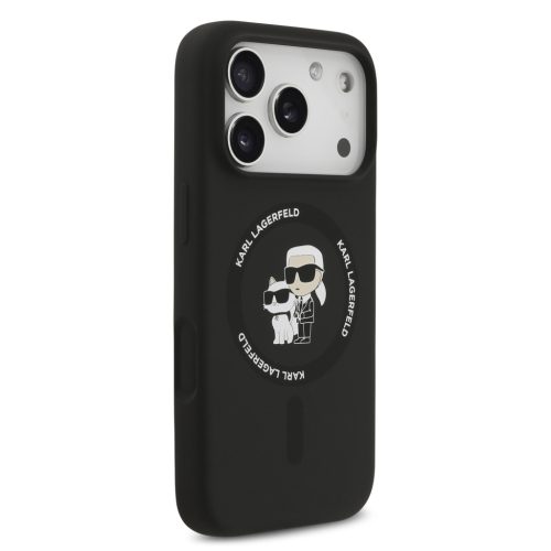Karl Lagerfeld Liquid Silicone Karl and Choupette MagSafe tok, iPhone 17 Pro - fekete
