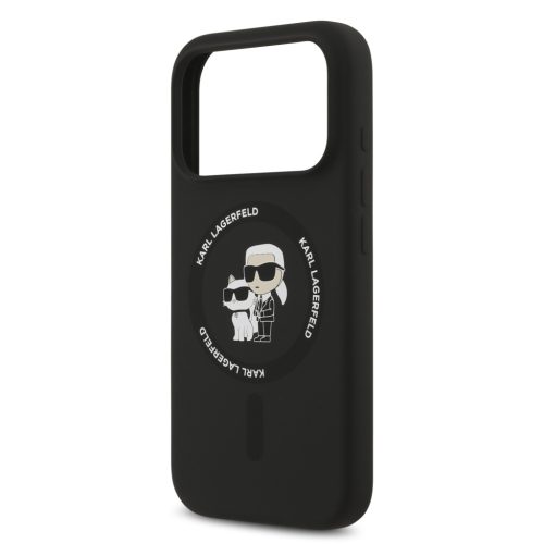 Karl Lagerfeld Liquid Silicone Karl and Choupette MagSafe tok, iPhone 17 Pro - fekete