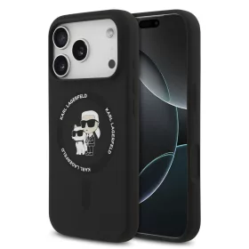   Karl Lagerfeld Liquid Silicone Karl and Choupette MagSafe tok, iPhone 17 Pro Max - fekete