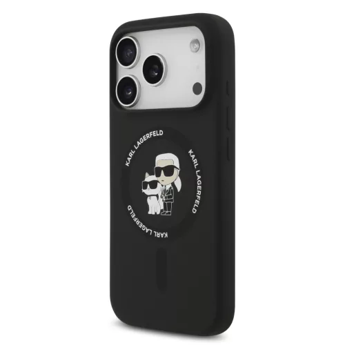 Karl Lagerfeld Liquid Silicone Karl and Choupette MagSafe tok, iPhone 17 Pro Max - fekete