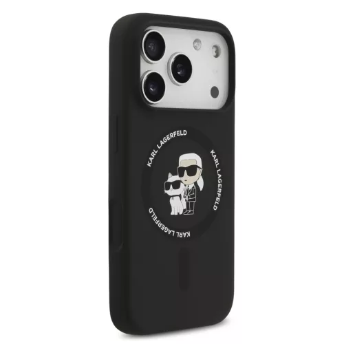 Karl Lagerfeld Liquid Silicone Karl and Choupette MagSafe tok, iPhone 17 Pro Max - fekete