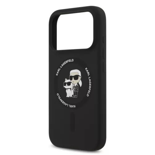 Karl Lagerfeld Liquid Silicone Karl and Choupette MagSafe tok, iPhone 17 Pro Max - fekete