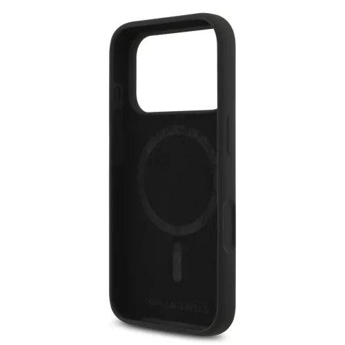 Karl Lagerfeld Liquid Silicone Karl and Choupette MagSafe tok, iPhone 17 Pro Max - fekete