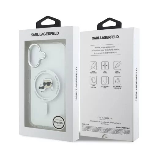 Karl Lagerfeld IML K&CH Heads Metal Frame MagSafe tok, iPhone 17 - átlátszó
