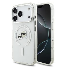   Karl Lagerfeld IML K&CH Heads Metal Frame MagSafe tok, iPhone 17 Pro - átlátszó