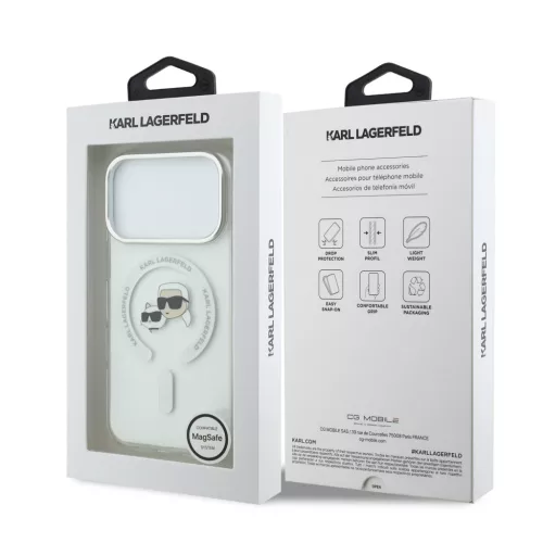 Karl Lagerfeld IML K&CH Heads Metal Frame MagSafe tok, iPhone 17 Pro Max - átlátszó -