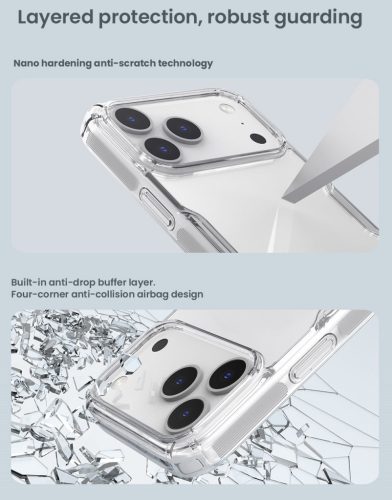 Nillkin Nature TPU PRO tok Apple iPhone 17 Pro készülékhez – Átlátszó fekete