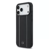 Mercedes Leather Star Pattern and Stripes MagSafe iPhone 17 Pro Max tok – Fekete/Fehér