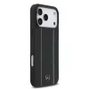 Mercedes Leather Star Pattern and Stripes MagSafe iPhone 17 Pro Max tok – Fekete/Fehér