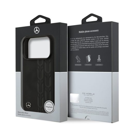 Mercedes Leather Laurel Leaves MagSafe iPhone 17 Pro tok – Fekete
