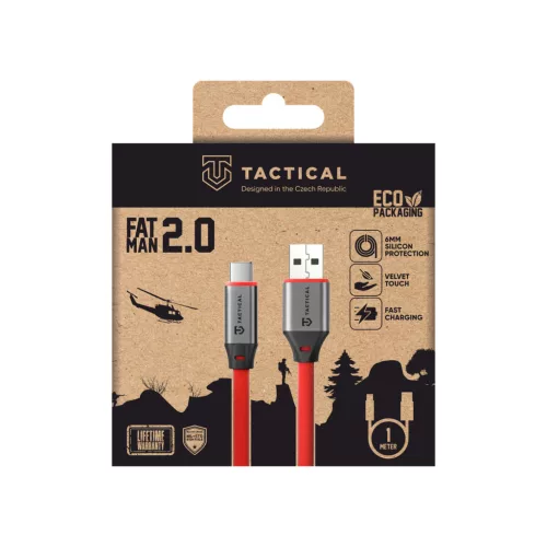 Tactical Fat Man 2.0 kábel, USB-A/USB-C 1m - piros