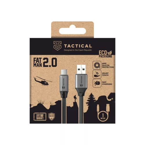 Tactical Fat Man 2.0 kábel, USB-A/USB-C 1m - szürke