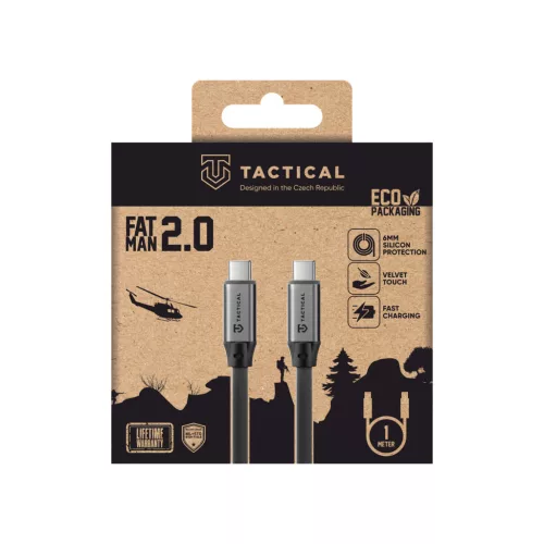 Tactical Fat Man 2.0 kábel, USB-C/USB-C 1m - szürke