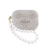 Guess PU 4G Classic Logo Pearl Strap tok, AirPods Pro 3 - rózsaszín