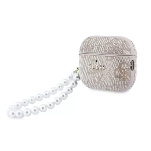 Guess PU 4G Classic Logo Pearl Strap tok, AirPods Pro 3 - rózsaszín