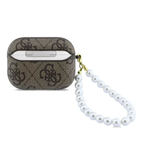 Guess PU 4G Classic Logo Pearl Strap tok, AirPods Pro 3 - barna