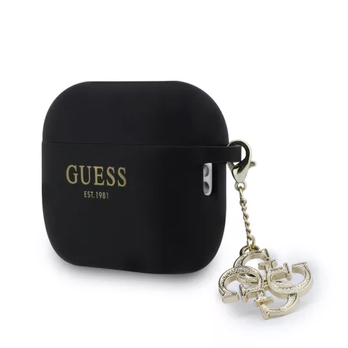 Guess 4G Charm szilikon tok, AirPods Pro 3 - fekete