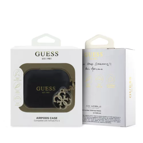 Guess 4G Charm szilikon tok, AirPods Pro 3 - fekete