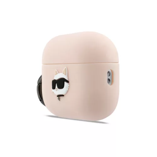Karl Lagerfeld 3D Logo NFT Choupette Head Silicone tok, Airpods Pro 3 - rózsaszín
