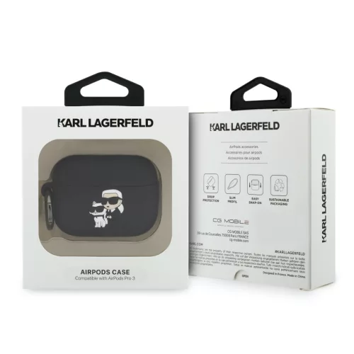 Karl Lagerfeld 3D Logo NFT Karl and Choupette Silicone tok, Airpods Pro 3 - fekete