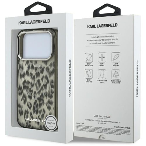 Karl Lagerfeld IML Leopard MagSafe tok, iPhone 17 Pro - barna