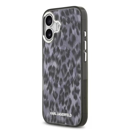 Karl Lagerfeld IML Leopard MagSafe tok,  iPhone 17 - szürke