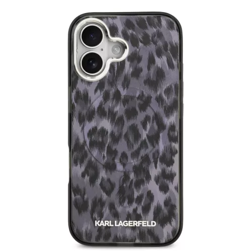 Karl Lagerfeld IML Leopard MagSafe tok,  iPhone 17 - szürke