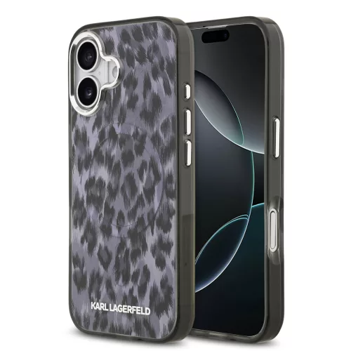 Karl Lagerfeld IML Leopard MagSafe tok,  iPhone 17 - szürke