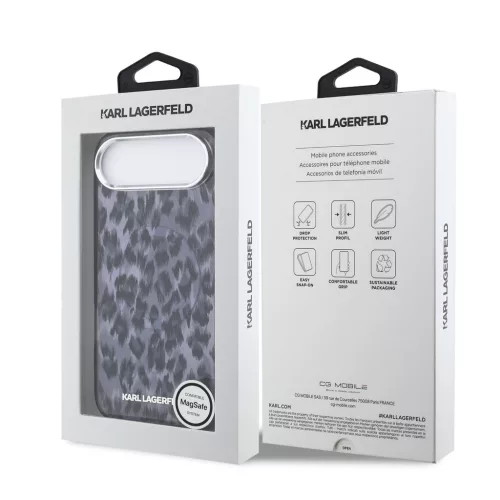 Karl Lagerfeld IML Leopard MagSafe tok, iPhone Air - szürke