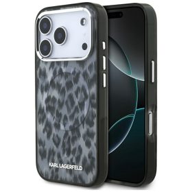   Karl Lagerfeld IML Leopard MagSafe tok, iPhone 17 Pro - szürke