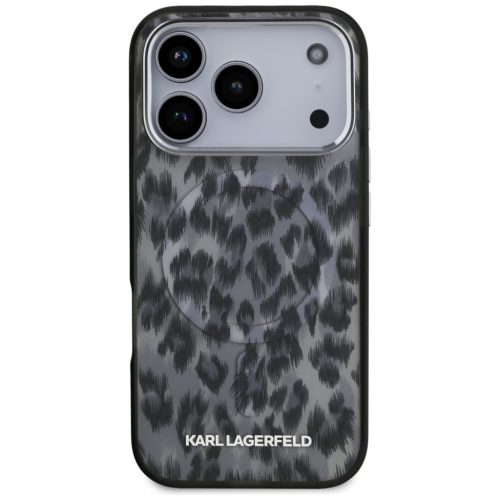 Karl Lagerfeld IML Leopard MagSafe tok, iPhone 17 Pro - szürke