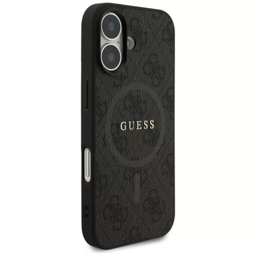 Guess PU Leather 4G Colored Ring MagSafe tok, iPhone 17 - fekete