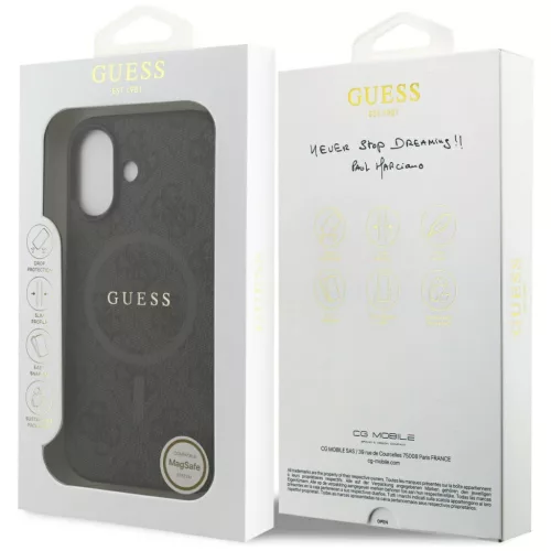 Guess PU Leather 4G Colored Ring MagSafe tok, iPhone 17 - fekete