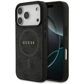   Guess PU Leather 4G Colored Ring MagSafe tok, iPhone 17 Pro Max - fekete