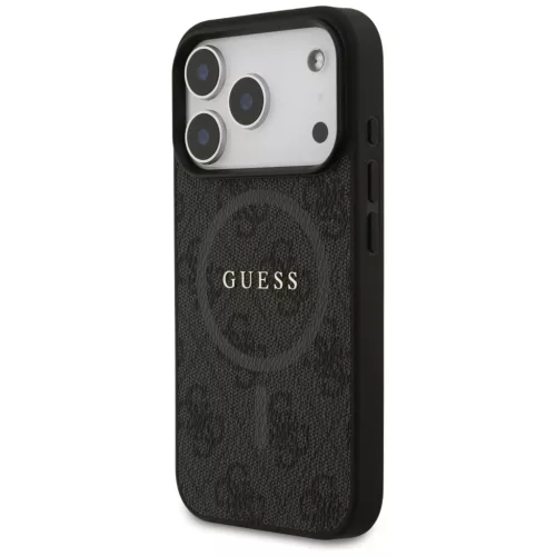 Guess PU Leather 4G Colored Ring MagSafe tok, iPhone 17 Pro Max - fekete