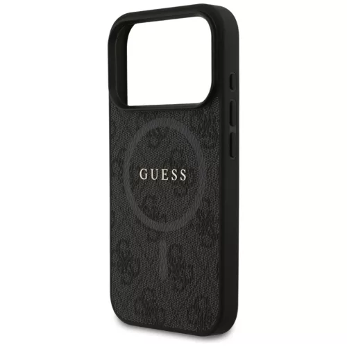 Guess PU Leather 4G Colored Ring MagSafe tok, iPhone 17 Pro Max - fekete