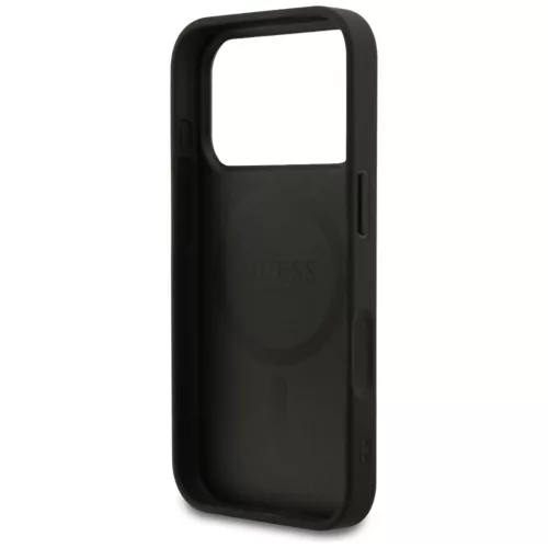 Guess PU Leather 4G Colored Ring MagSafe tok, iPhone 17 Pro Max - fekete