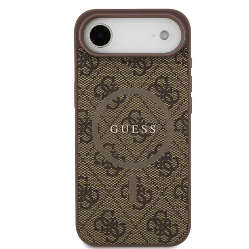 Guess PU Leather 4G Colored Ring MagSafe tok, iPhone 17 Pro - barna